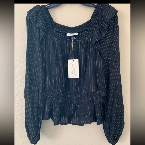 *NWT Women’s Gold Striped Black Top Blouse SIZE L NWT - Picture 8 of 9